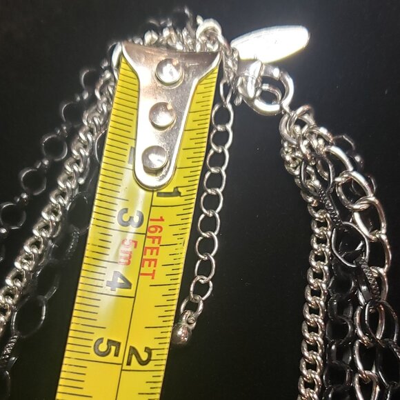 NY & Co. Black Enamel 4 Strand Chain Bib Necklace - Picture 11 of 12